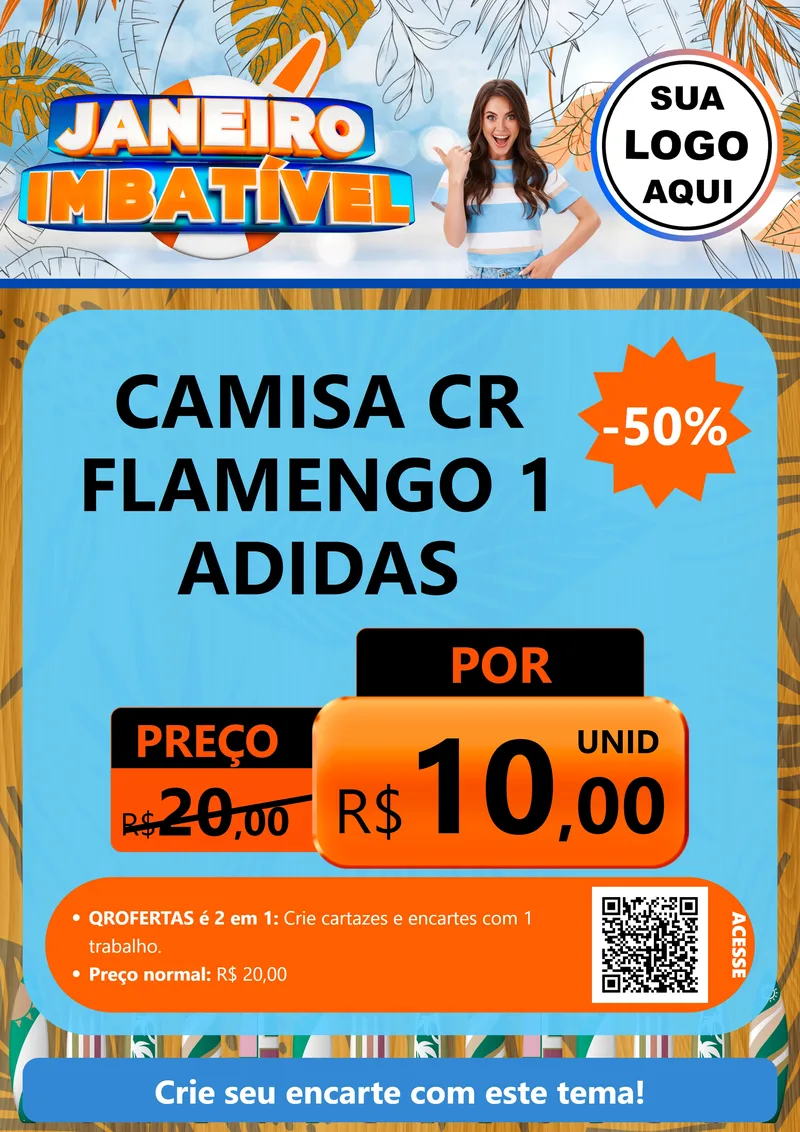 Modelo de Cartaz para Cartaz A4 Vertical com o tema Janeiro Imbatível para Roupas e acessórios
