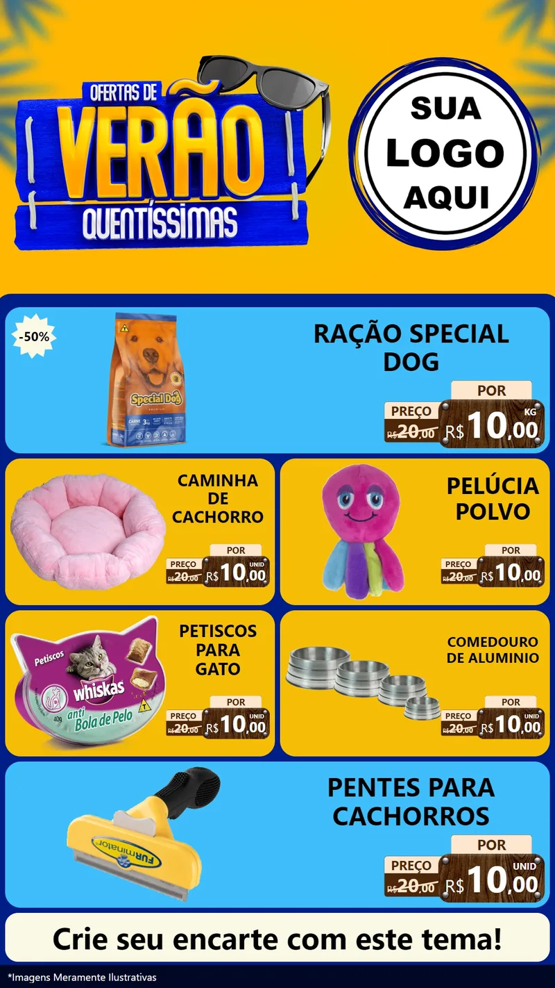 Modelo de TV para TV Vertical com o tema Ofertas de Verão Quentíssimas para Pet Shop