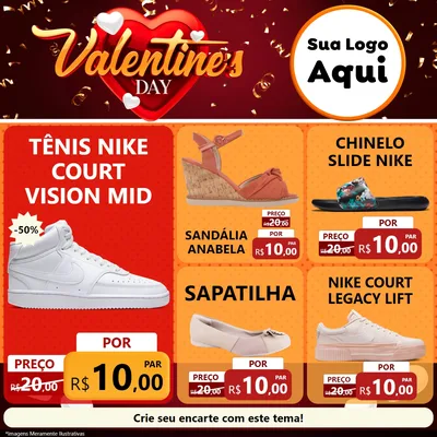 Modelo de Rede Social para Feed Facebook com o tema Valentine's Day para Calçados