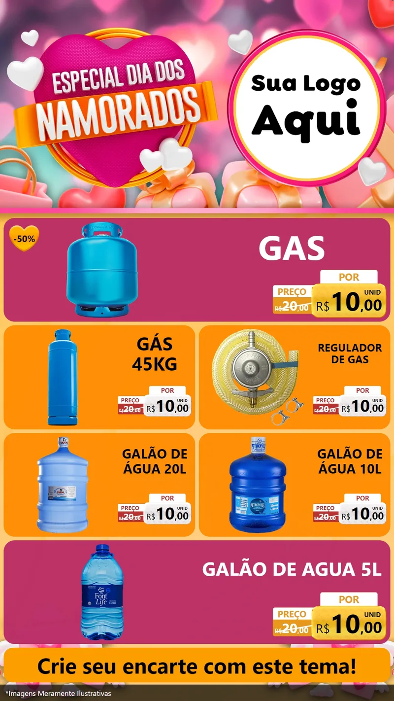 Modelo de TV para TV Vertical com o tema Especial Dia dos Namorados para Água e gás