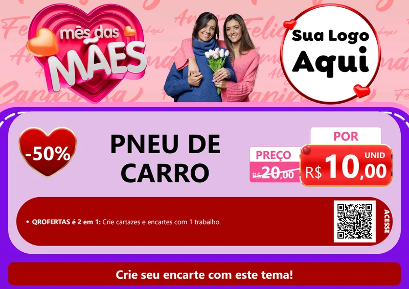 Modelo de Cartaz para Cartaz A4 Horizontal com o tema Mês Das Mães para Auto peças