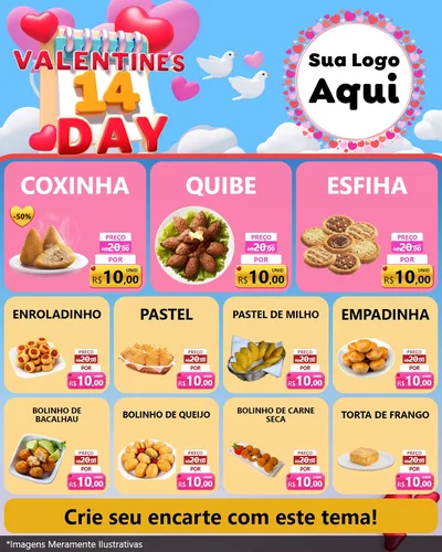 Modelo de Rede Social para Feed Instagram com o tema Valentine's Day para Salgadaria