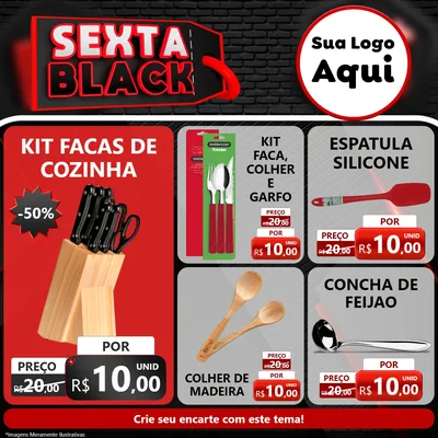 Modelo de Rede Social para Feed Facebook com o tema Sexta Black para Utilidades Domésticas