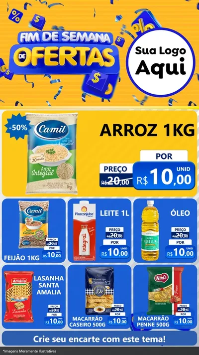 Modelo de Rede Social para Stories com o tema Fim de Semana de Ofertas para Supermercado