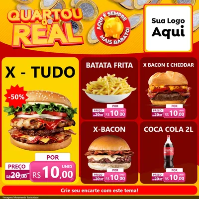 Modelo de Rede Social para Feed Facebook com o tema Quartou do Real para Hamburgueria