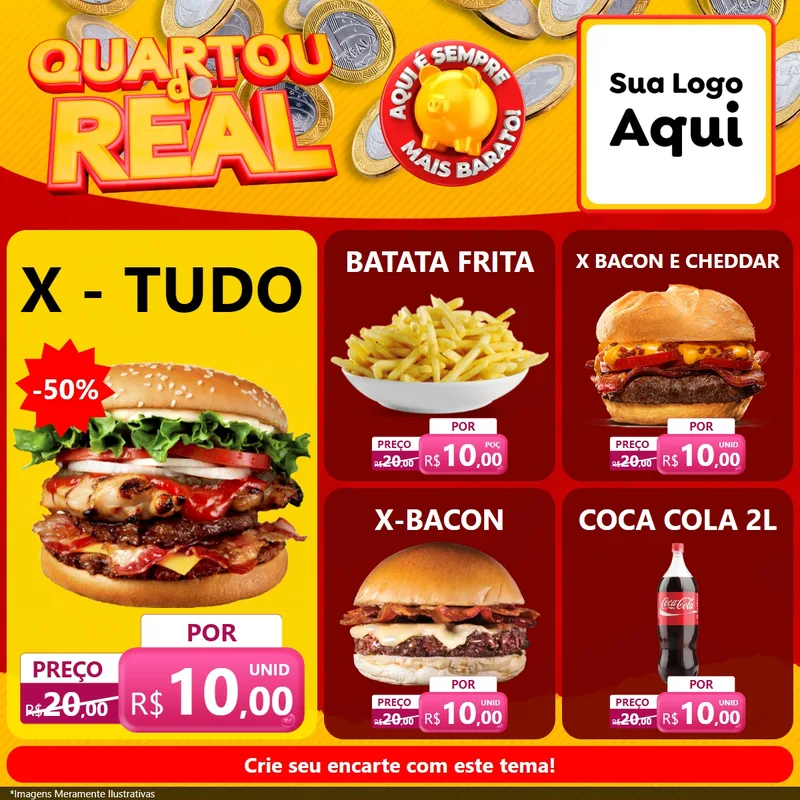 Modelo de Rede Social para Feed Facebook com o tema Quartou do Real para Hamburgueria