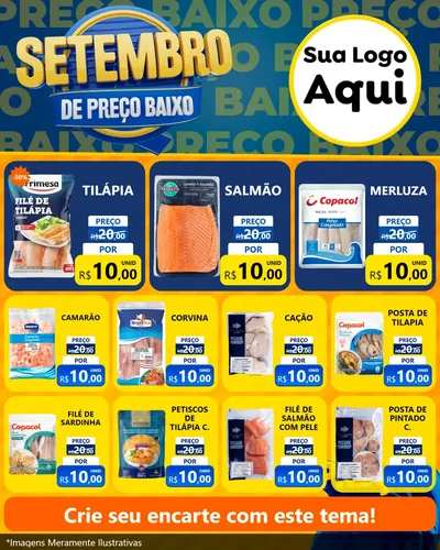Modelo de Rede Social para Feed Instagram com o tema Setembro De Preço Baixo para Peixaria