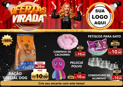 Modelo de Encarte para Encarte A4 Horizontal com o tema Ofertas da Virada para Pet Shop