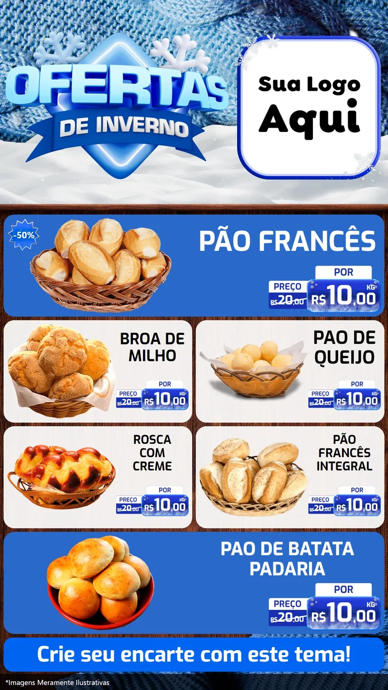 Modelo de TV para TV Vertical com o tema Ofertas de Inverno para Padaria