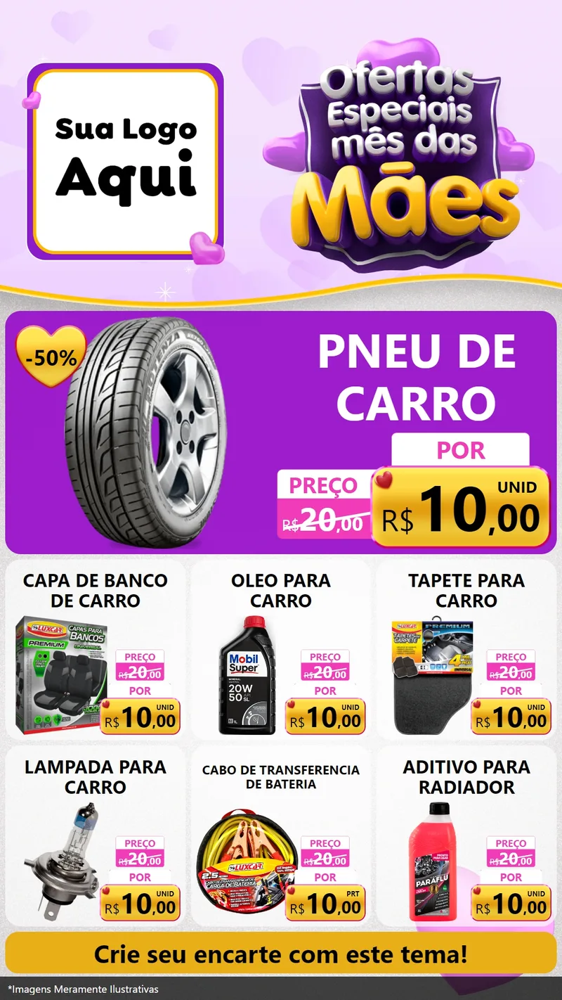 Modelo de Rede Social para Stories com o tema Ofertas Especiais - Mês das Mães para Auto peças