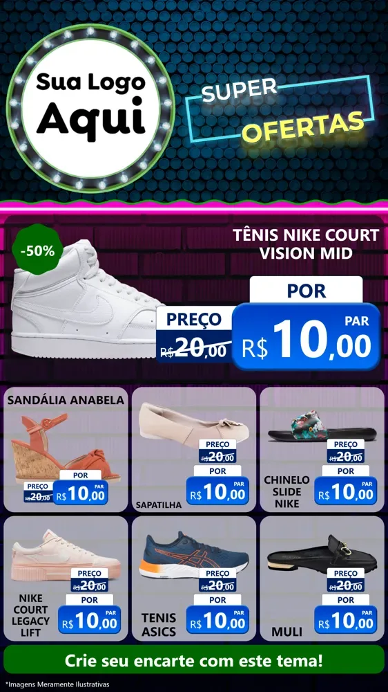 Modelo de Rede Social para Stories com o tema Super Ofertas para Calçados