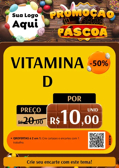 Modelo de Cartaz para Cartaz A4 Vertical com o tema Promoção Páscoa para Farmácia