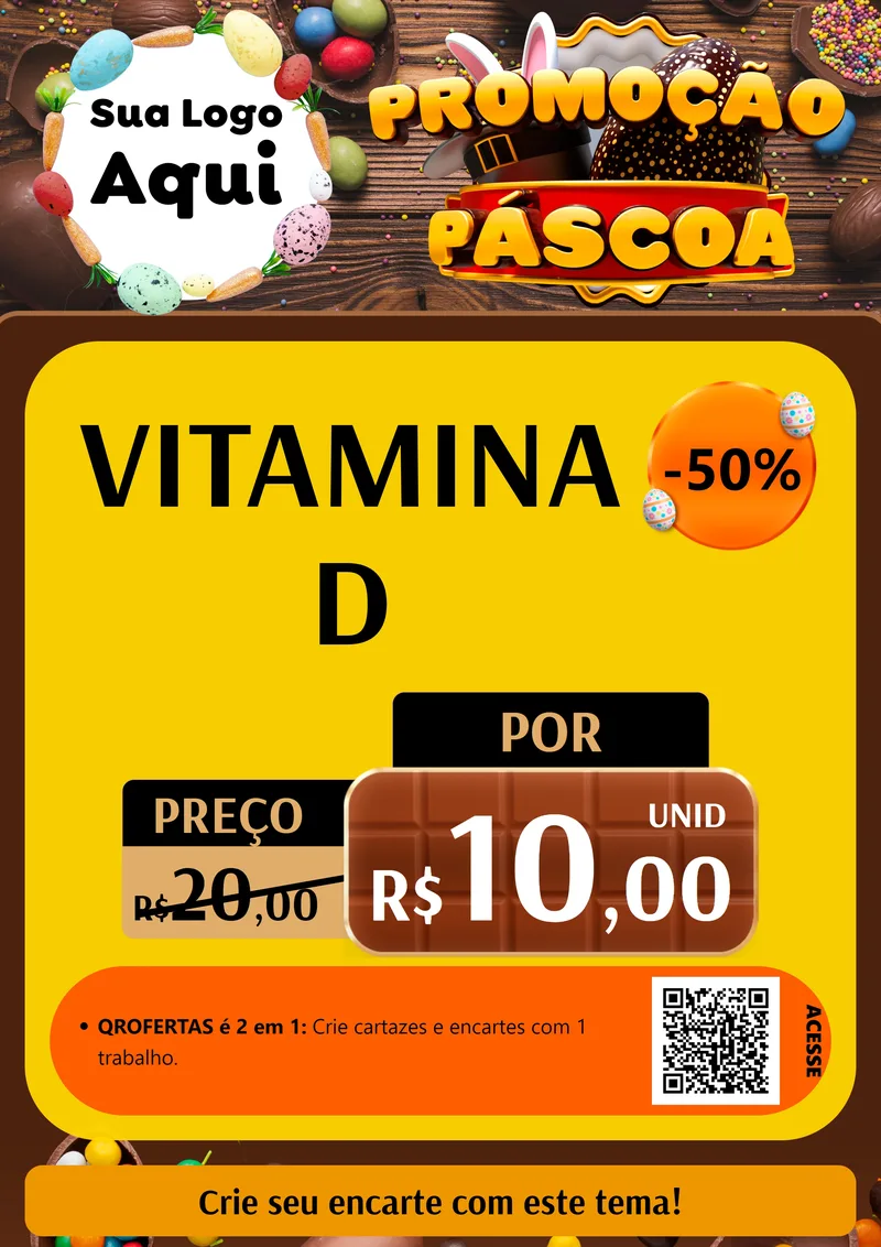 Modelo de Cartaz para Cartaz A4 Vertical com o tema Promoção Páscoa para Farmácia