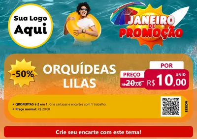 Modelo de Cartaz para Cartaz A4 Horizontal com o tema Janeiro de Promoção para Floricultura e jardim