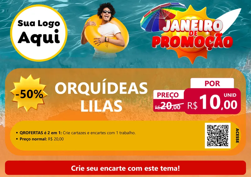 Modelo de Cartaz para Cartaz A4 Horizontal com o tema Janeiro de Promoção para Floricultura e jardim