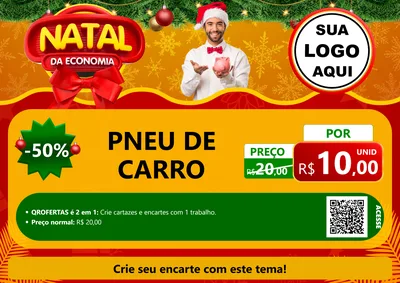 Modelo de Cartaz para Cartaz A4 Horizontal com o tema Natal da Economia para Auto peças