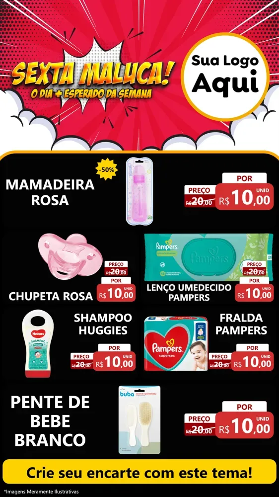 Modelo de TV para TV Vertical com o tema Sexta Maluca! para Bebês