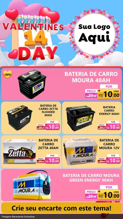Modelo de TV para TV Vertical com o tema Valentine's Day para Baterias Elétricas