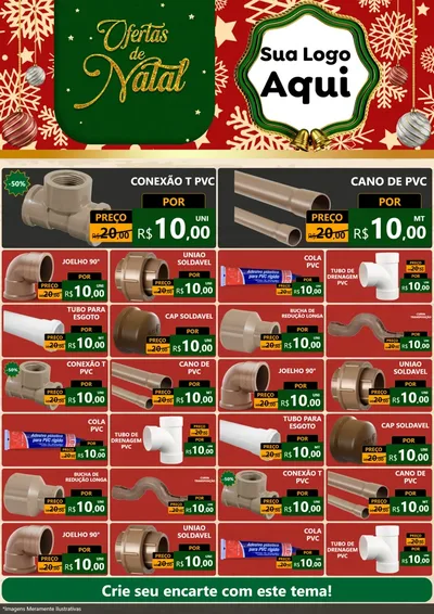 Modelo de Encarte para Encarte A4 Vertical com o tema Natal de Ofertas para Tubos e conexões