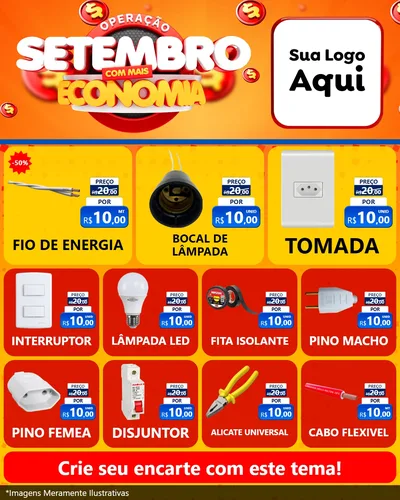 Modelo de Rede Social para Feed Instagram com o tema Operação Setembro Com Muita Economia para Materiais Elétricos