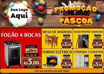 Modelo de Encarte para Encarte A4 Horizontal com o tema Promoção Páscoa para Móveis e Eletro