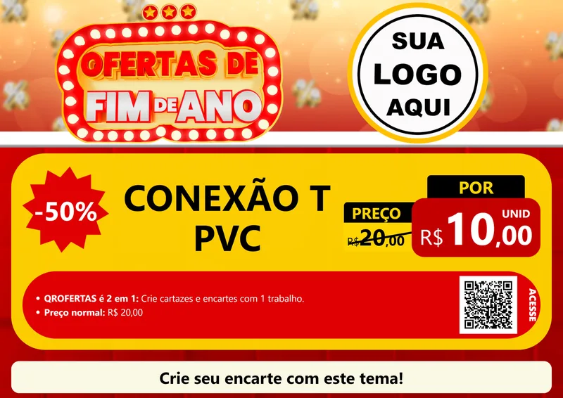 Modelo de Cartaz para Cartaz A4 Horizontal com o tema Ofertas de Fim de Ano para Tubos e conexões