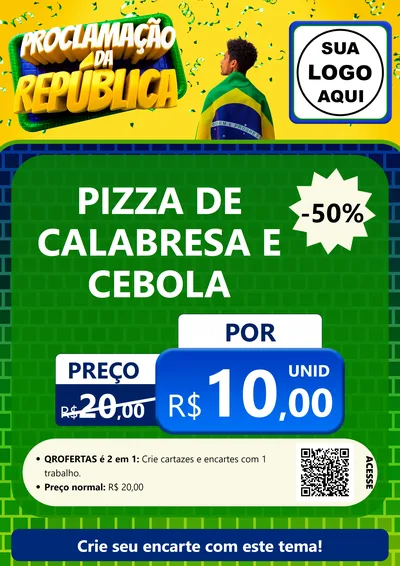 Modelo de Cartaz para Cartaz A4 Vertical com o tema Proclamação da República para Pizzaria