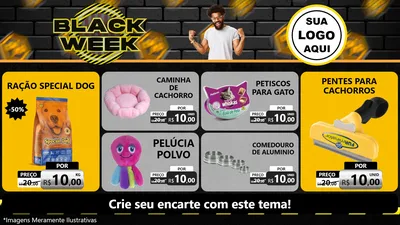 Modelo de TV para TV Horizontal com o tema Black Week para Pet Shop