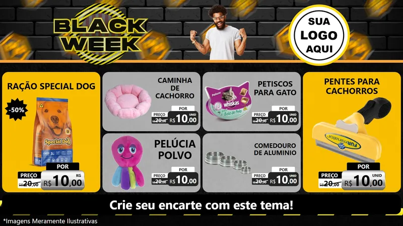 Modelo de TV para TV Horizontal com o tema Black Week para Pet Shop