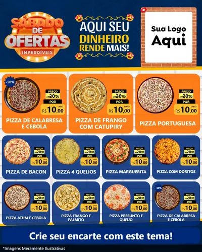 Modelo de Rede Social para Feed Instagram com o tema Sábado de Ofertas Imperdíveis para Pizzaria