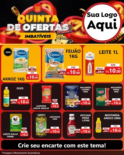 Modelo de Rede Social para Feed Instagram com o tema Quinta de Ofertas Imbatíveis para Supermercado