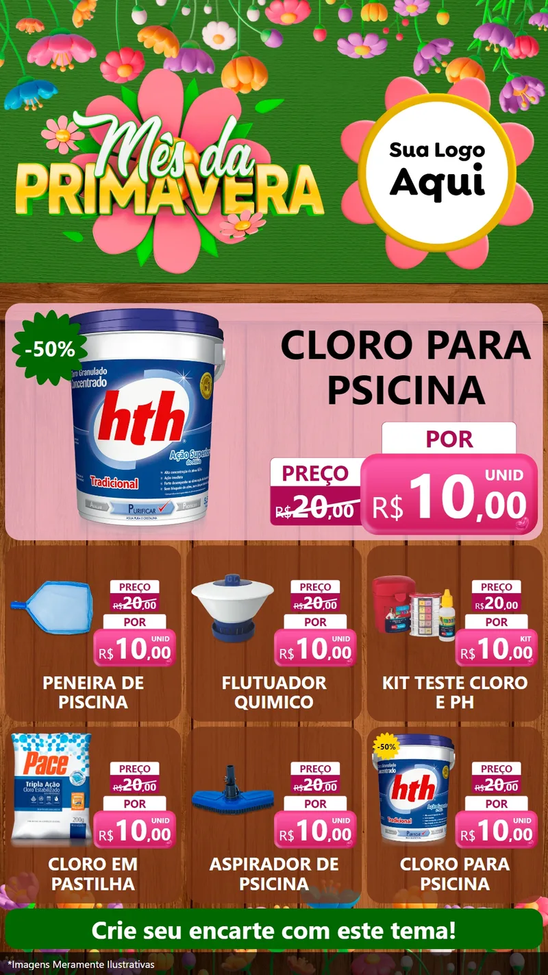 Modelo de Rede Social para Stories com o tema Mês da Primavera para Produtos para Piscina