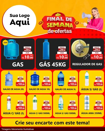 Modelo de Rede Social para Feed Instagram com o tema Final de Semana de Ofertas para Água e gás