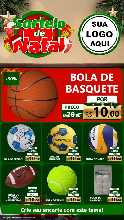 Modelo de Rede Social para Stories com o tema Sorteio de Natal para Artigos Esportivos