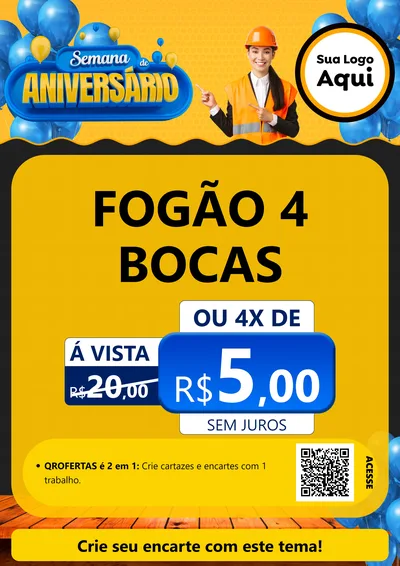 Modelo de Cartaz para Cartaz A4 Vertical com o tema Semana de Aniversário para Móveis e Eletro