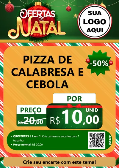 Modelo de Cartaz para Cartaz A4 Vertical com o tema Ofertas de Natal para Pizzaria