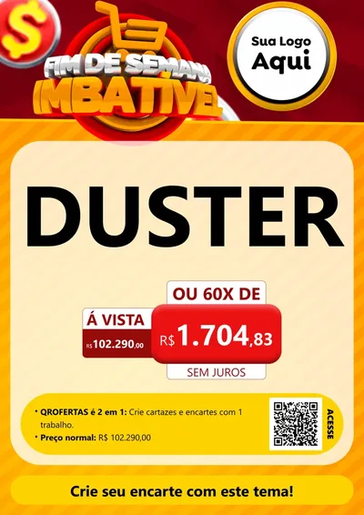 Modelo de Cartaz para Cartaz A4 Vertical com o tema Fim de Semana Imbatível para Concessionaria de Carros