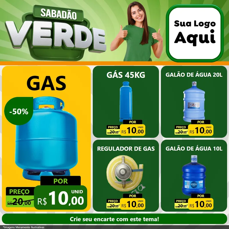 Modelo de Rede Social para Feed Facebook com o tema Sabadão Verde para Água e gás