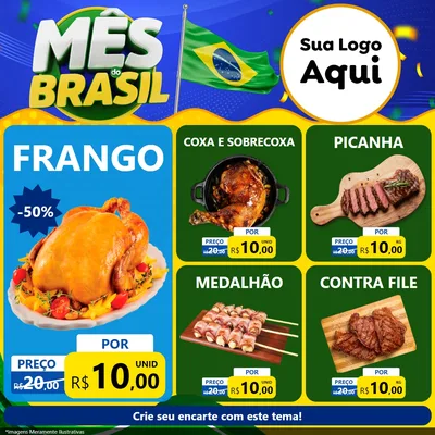 Modelo de Rede Social para Feed Facebook com o tema Mês do Brasil para Assados