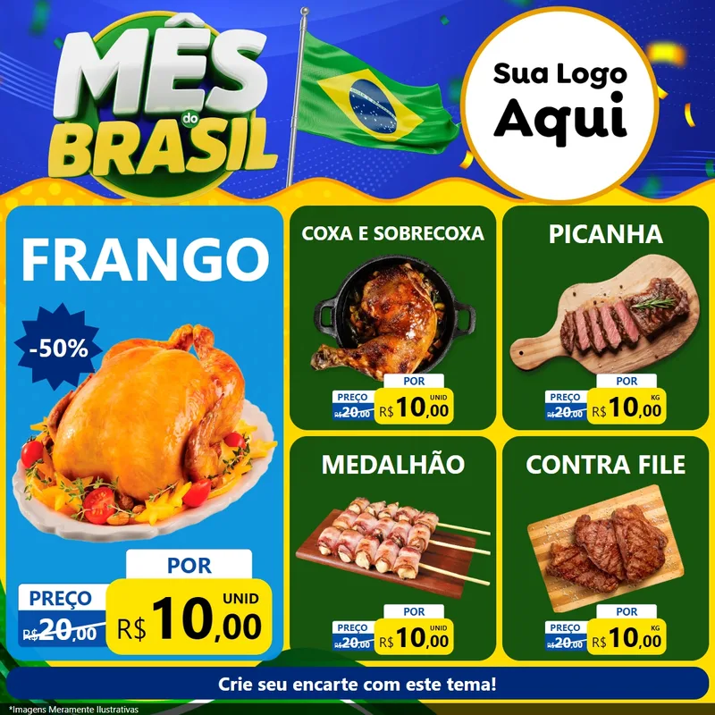 Modelo de Rede Social para Feed Facebook com o tema Mês do Brasil para Assados