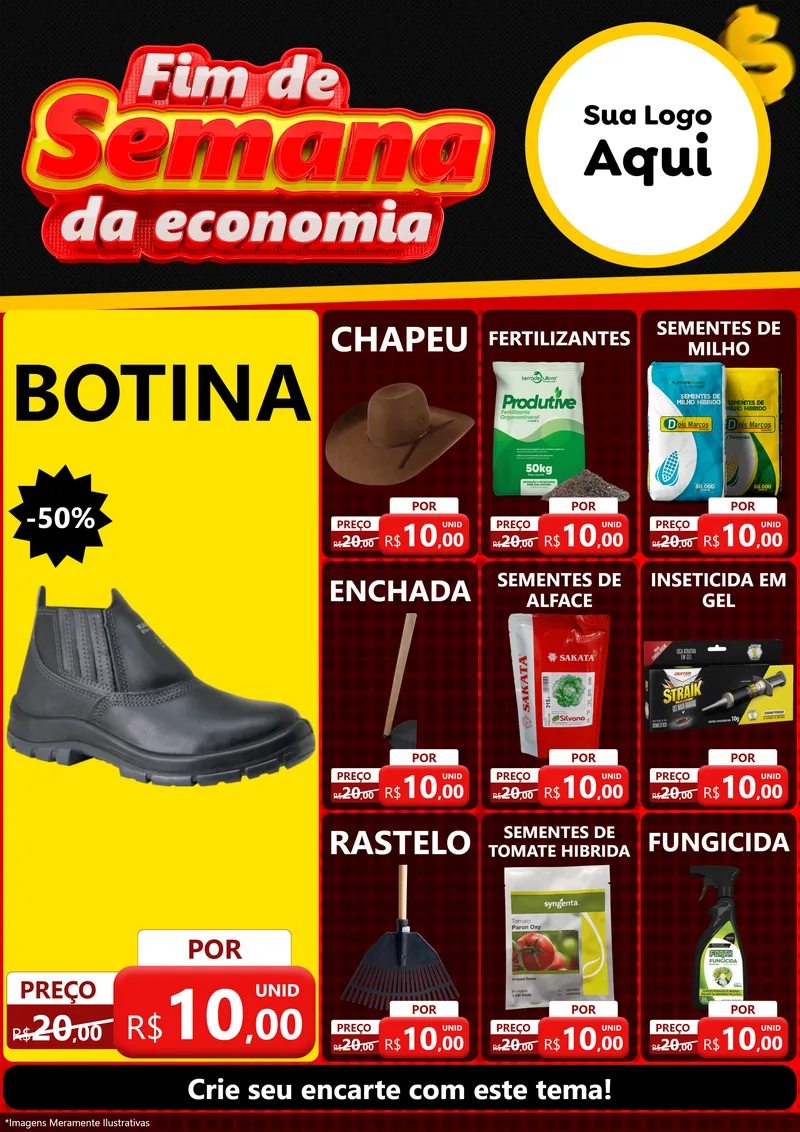 Modelo de Encarte para Encarte A4 Vertical com o tema Fim de Semana da Economia para Agropecuária