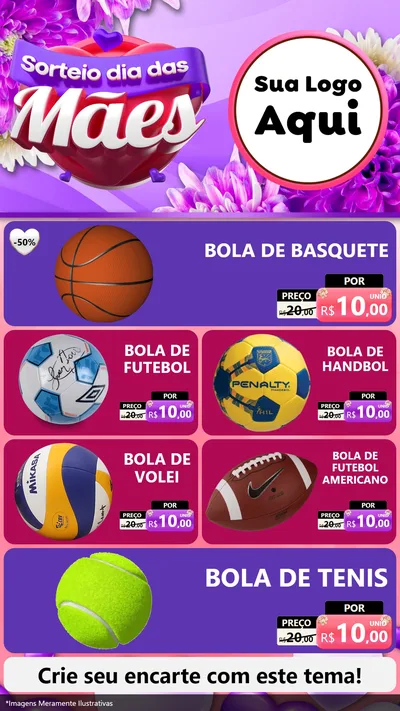 Modelo de TV para TV Vertical com o tema Sorteio Dia das Mães para Artigos Esportivos