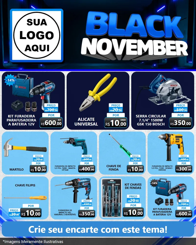 Modelo de Rede Social para Feed Instagram com o tema Black November para Maquinas e Ferramentas