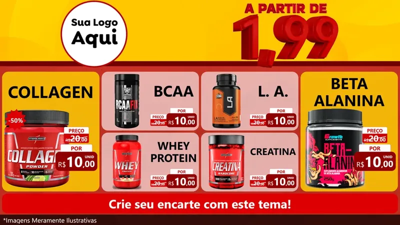 Modelo de TV para TV Horizontal com o tema A Partir de Um e Noventa e Nove - 1,99 para Suplementos alimentares