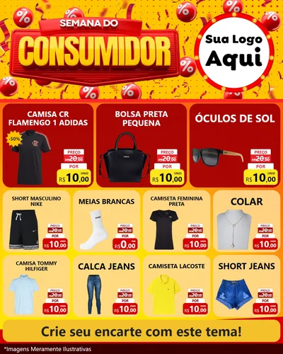 Modelo de Rede Social para Feed Instagram com o tema Semana do Consumidor para Roupas e acessórios