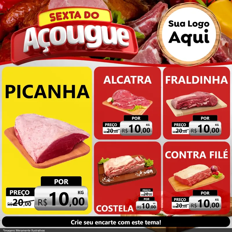 Modelo de Rede Social para Feed Facebook com o tema Sexta do Açougue para Açougue