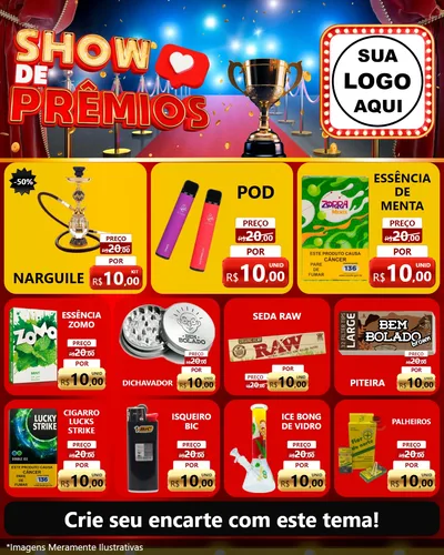Modelo de Rede Social para Feed Instagram com o tema Show de Prêmios para Tabacaria
