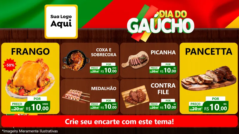 Modelo de TV para TV Horizontal com o tema Dia do Gaúcho para Assados