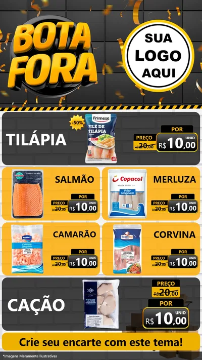 Modelo de TV para TV Vertical com o tema Bota Fora para Peixaria