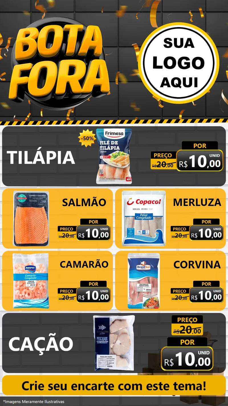 Modelo de TV para TV Vertical com o tema Bota Fora para Peixaria